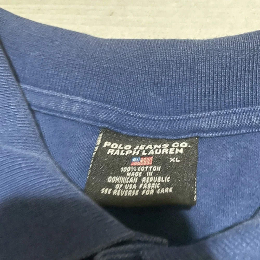 Vintage Polo Jeans Co Ralph Lauren Polo Shirt Mens Size XL Blue Embroidered Logo